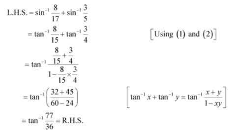 Prove that: sin-1 8/17 + sin-1 3/5 = tan -1 77/36 - CBSE Class 12 Maths ...