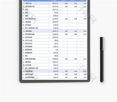 简易现金流量表Excel模板_千库网(excelID：185732)