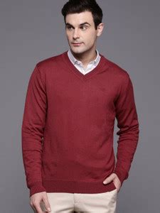Raymond Solid V Neck Casual Men Red Sweater - Buy Raymond Solid V Neck ...