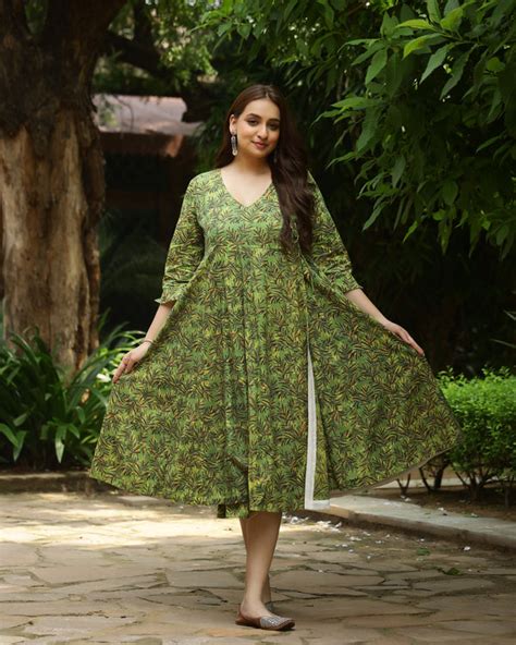 Yellow Handblock Printed Cotton Baisa Dress | Baisacrafts