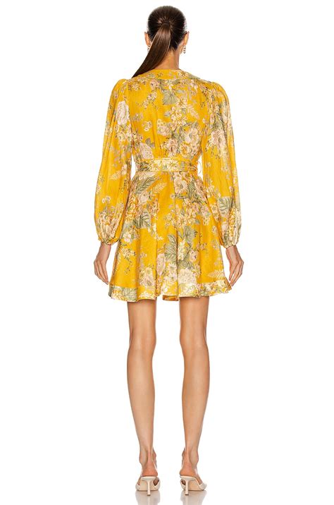 Zimmermann Amelie Wrap Short Dress in Amber Floral | FWRD