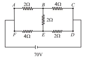 The circuit is as given in figure. The current through the branch BE of ...