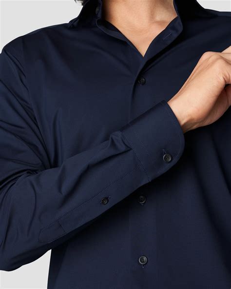 Navy Four-Way Stretch Shirt - Eton