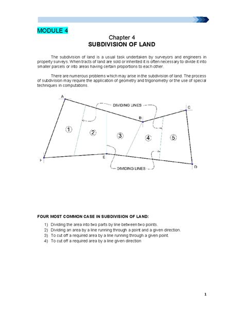 Module 4: Subdivision of Land - Key Concepts & Examples - Studocu