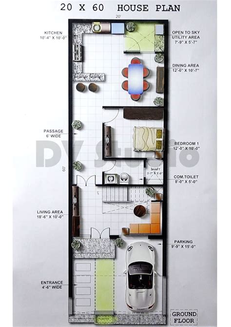 20X60 House Floor Plans - DV Studio