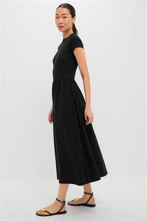 Black Rib Knit Crew Neck Short Sleeve A-Line Dress | Polo Ralph Lauren