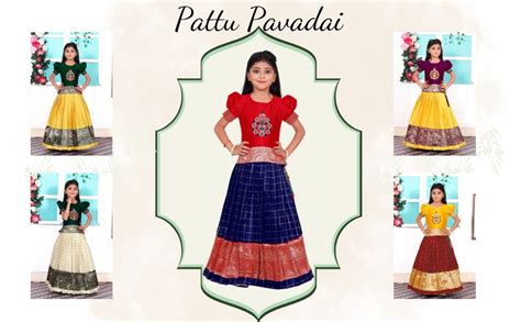 Buy COMRATE Girl's New South Indian Traditional Pattu Pavadai Lehenga ...