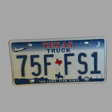 Vintage License Plate Texas Lone Star State 75F-FS1 Red Blue TX Truck ...