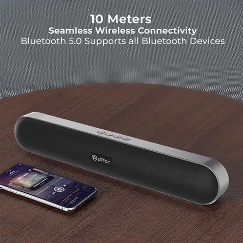 pTron Fusion Evo V2 10W Wireless Bluetooth Soundbar (Grey) - pTron India