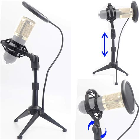 Desktop Microphone Tripod Suspension Stand with Shock Mount Anti ...