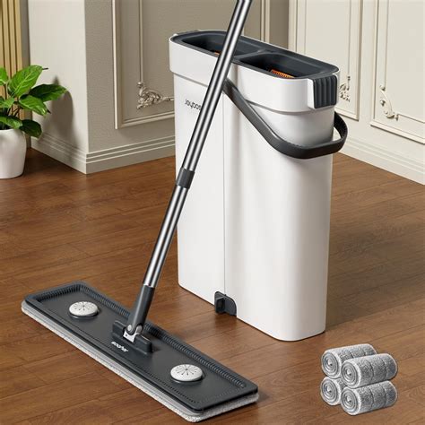 CTIME Narrow Seam Best Wood Floor/Wall Flat Mop and Bucket System with ...