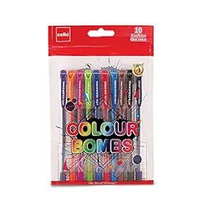 Cello Colour Bombs coloured ink Gel pens - Pack of 10 (Assorted) | 10 ...