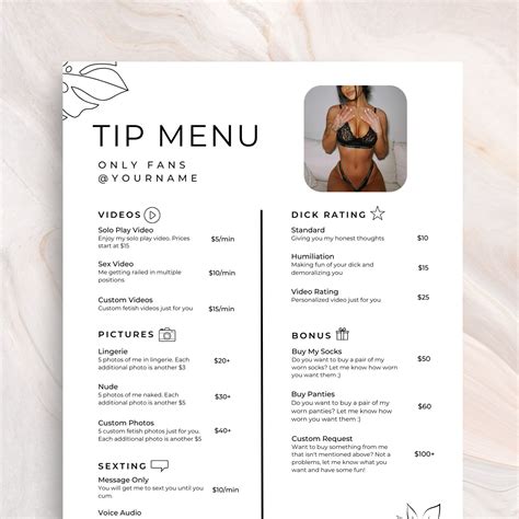 Onlyfans Tip Menu | Editable Template | Plant Theme | Tip Menu ...