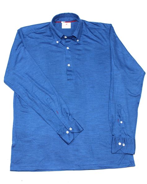A Men's Blue Merino Wool Popover Over Shirt - Pellicano Menswear
