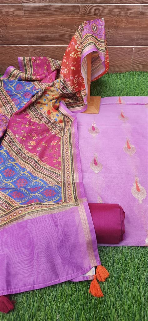 Pink Banarasi Suit With Digital Print Banarasi Dupatta – Aaditri fab