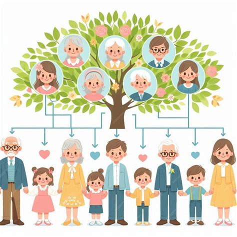 Arbre généalogique de trois générations Grand-parents parents enfants ...