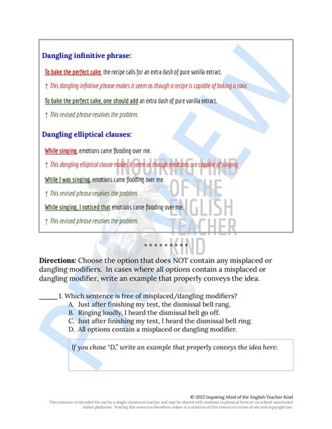 Image result for Identifying Modifiers Worksheet
