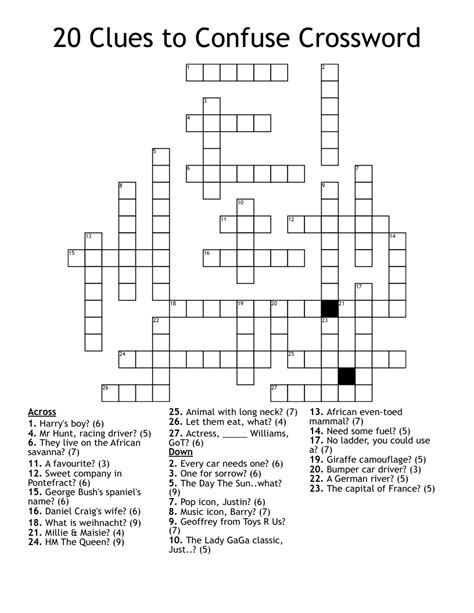 20 Clues to Confuse Crossword - WordMint