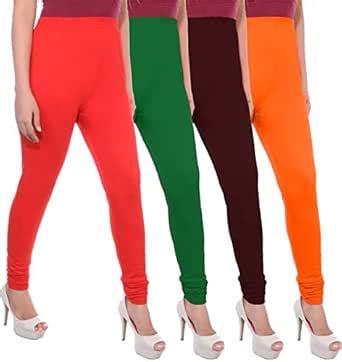 Buy Apple Knitt Wear Women's Cotton Leggings -Combo of 4 (Red,Blue ...