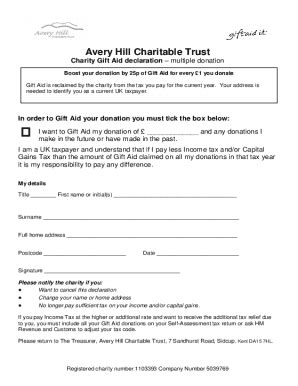 Image result for Downloadable Gift Aid Form