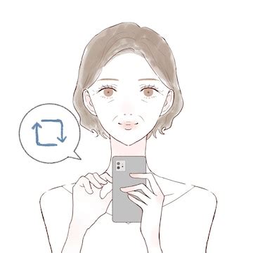 Middle-old woman who retuits with smartphone. on a white background ...