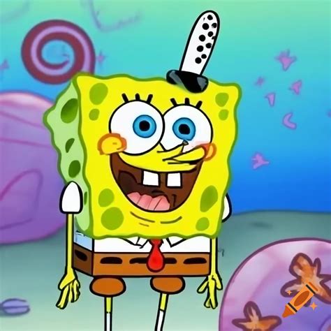 SpongeBob SquarePants pilots a large yellow mech underwater. on Craiyon