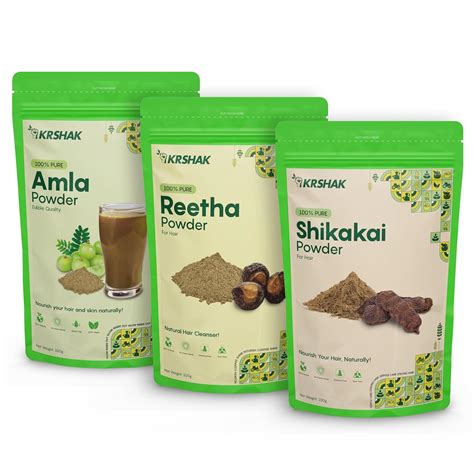 KRSHAK Amla, Reetha & Shikakai Powder Combo for Hair Care (300g) | 100% ...