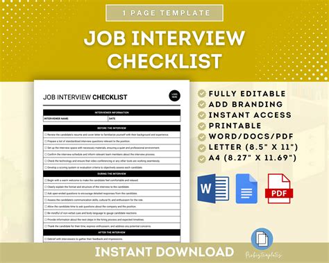 Job Interview Checklist Template 的图像结果