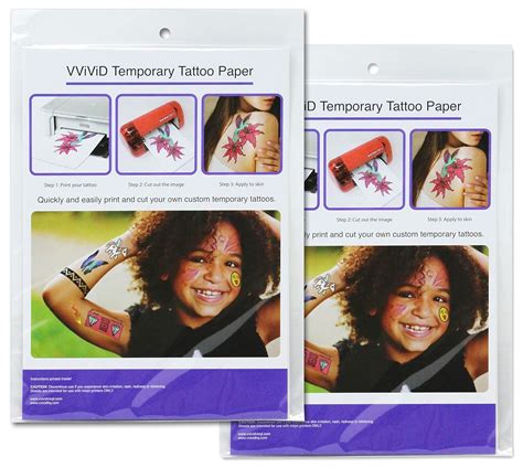 VViViD Easy-to-Apply Printable Inkjet Rub-On Temporary Tattoo Paper 2 ...