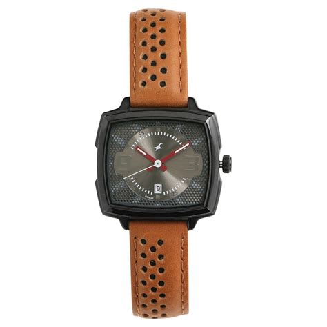Buy Online Fastrack Loopholes Quartz Analog with Date Grey Dial Leather ...