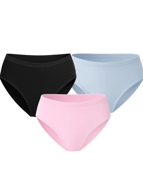 Mid Waist Hipster Panty Bundle With Outer Elastic - ( Black, Sky Blue ...