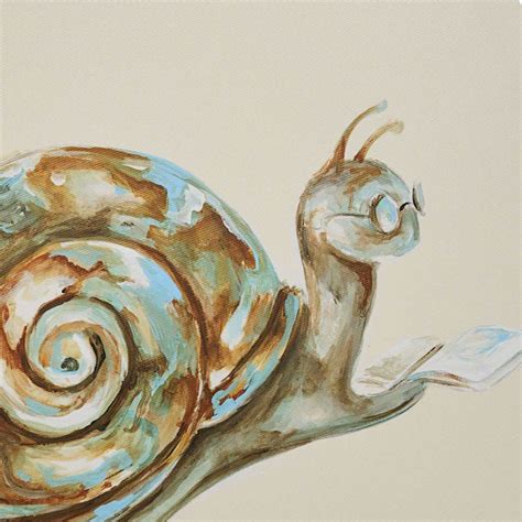 Reading Snail Canvas Wall Art, 16x12