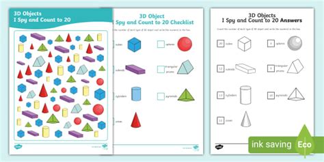 3D Object I Spy and Count Activity to 20 (teacher made)