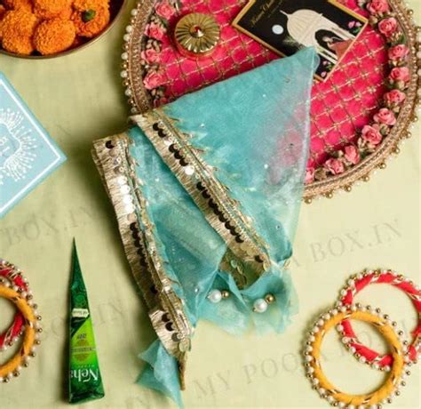 POORTI Enterprises Shagun Thaal Cover Pure Net with Embroidered Border ...