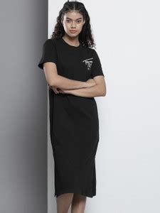 TOMMY HILFIGER Women T Shirt Black Below Knee Dress - Buy TOMMY ...