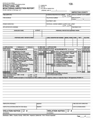 Fillable Online cdpr ca Structural Use Monitoring Inspection Report ...