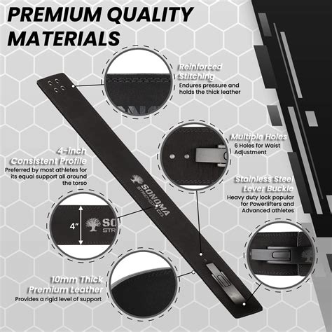 Buy Powerlifting Lever Belt with 10mm Thick Leather, 4 Profile - Lower ...