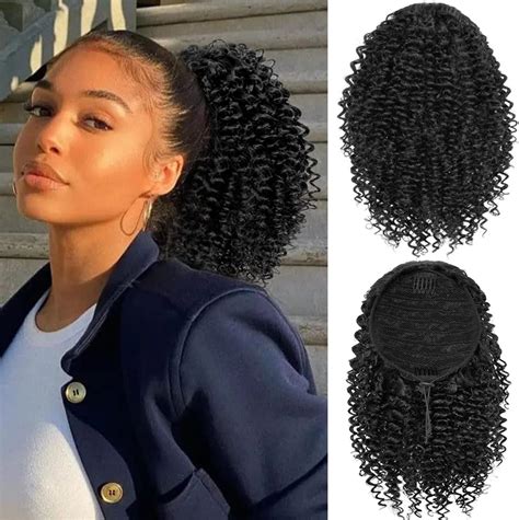 Amazon.com : ROSESSEA Short Afro Kinky Curly Ponytail Hair Piece for ...