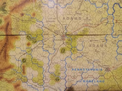 Avalon Hill - Laminated map sheets from Roads to Gettysburg boardgame ...