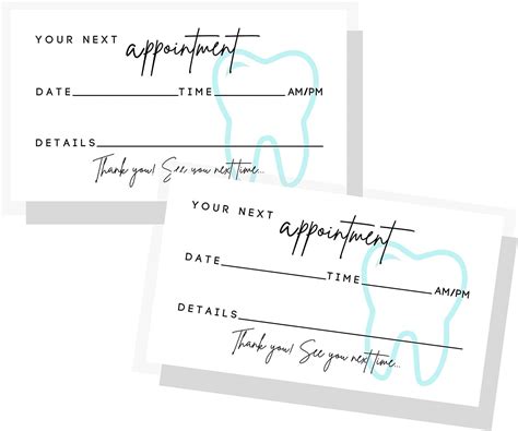 Dental Appointment Reminder Cards 50 pack Teeth Whitening, Dental ...