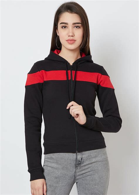 Get Red Stripe Detail Black Hoodie at ₹ 898 | LBB Shop