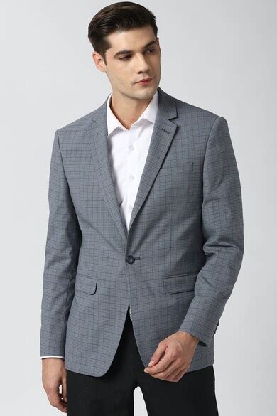 Buy Men Grey Check Slim Fit Formal Blazer Online - 628018 | Peter England