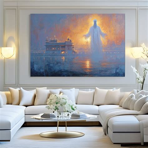 Sikh Guru Golden Temple Blessings Painting Spiritual Wall Art – CRAFTICO