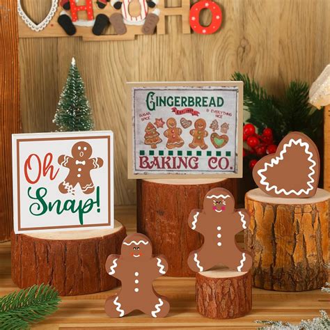 Amazon.com: Suzile 5 Pcs Christmas Gingerbread Man Table Decor ...