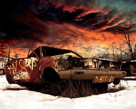 Wrecked Dreams: A Captivating Abandoned Vehicle