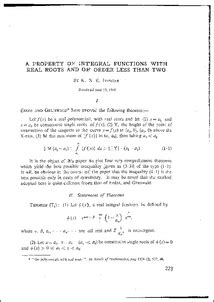 A property of integral functions with real roots and of order less than ...