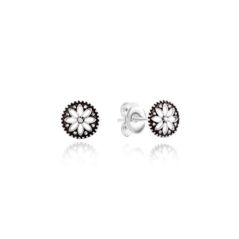 Engraved Blossom Oxidised Studs – Nistra