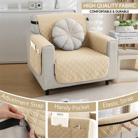 Waterproof & Quick-Dry Quilted 1/2/3-Seater Sofa Cover with Pockets on ...