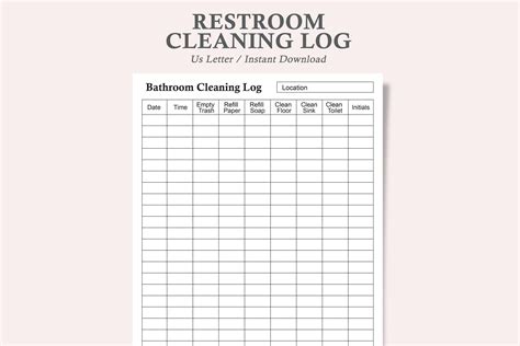 Restroom Cleaning Log,bathroom Cleaning Log,bathroom Checklist,restroom Checklist,cleaning ...