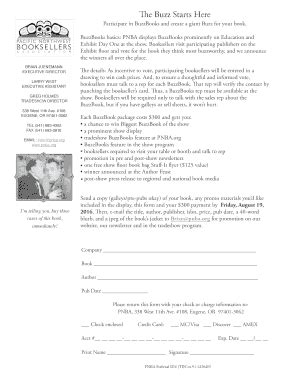 Fillable Online Participate in BuzzBooks and create a giant Buzz for ...